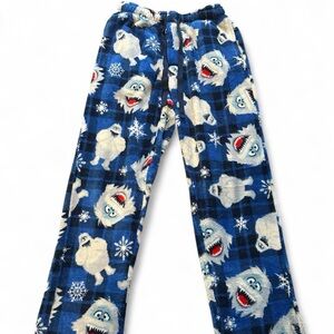 blue & white Abominable Snowman Christmas pajama pants